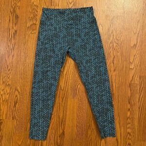 ‎Lou & Grey Teal Floral Cropped Workout Leggings M